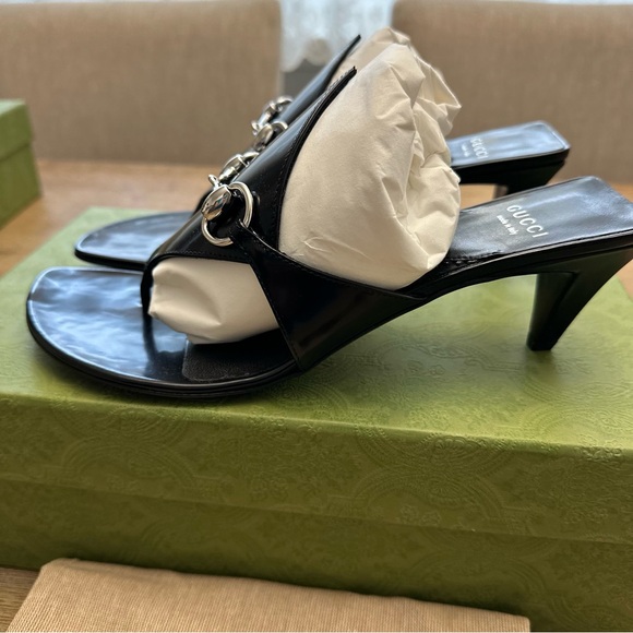 NIB Gucci Black 65mm Horsebit leather mules 38 - Picture 2 of 7
